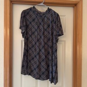 Torrid Rayon Slub Mock Neck Flutter Sleeve Top